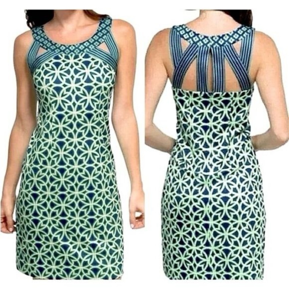 Gretchen Scott Isosceles Biltmore Dress Blue Green Geometrical Sz XS NWOT - Picture 1 of 5